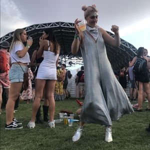 Metallic Wide Leg Jumpsuit